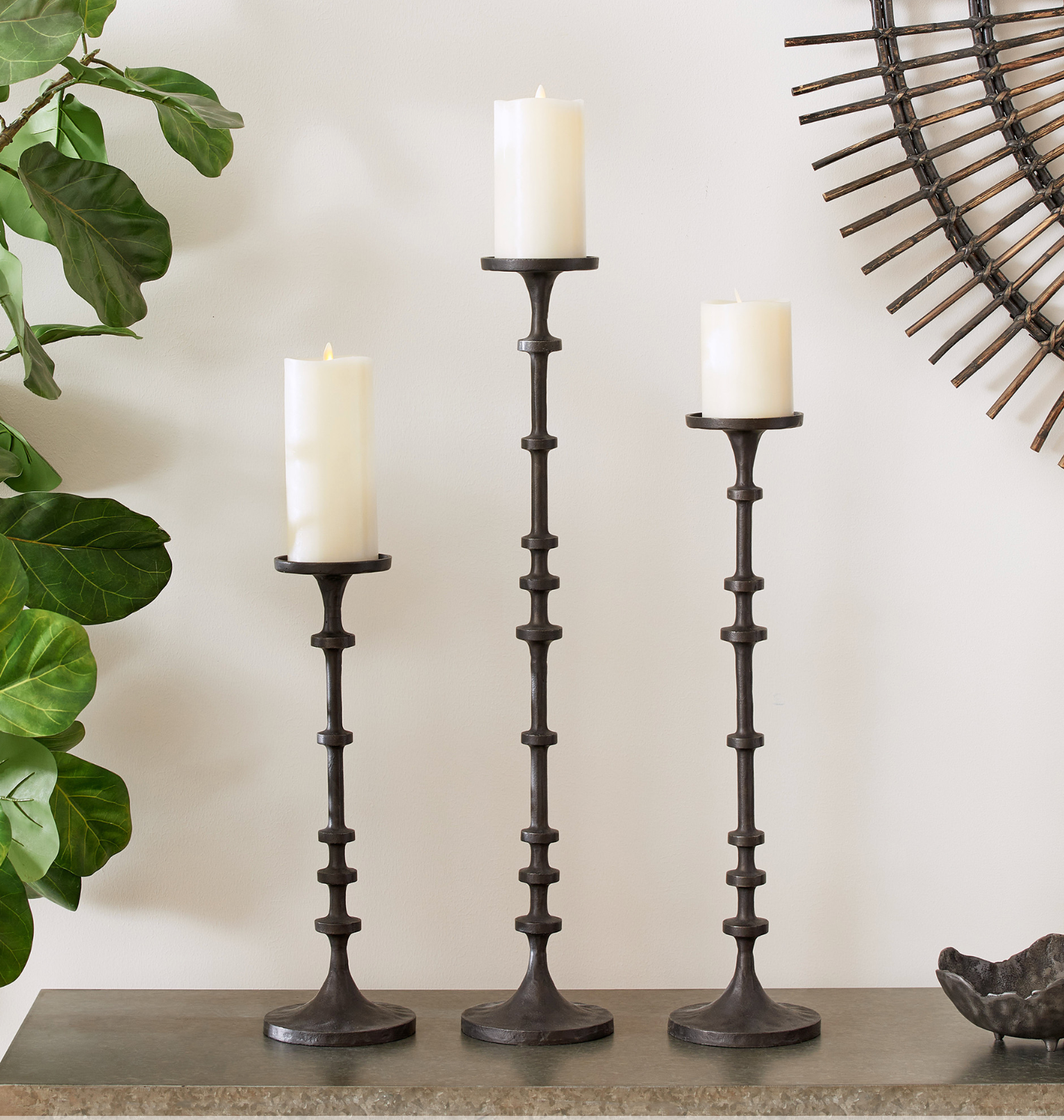 Large Abacus Candle Stands, Set of 3