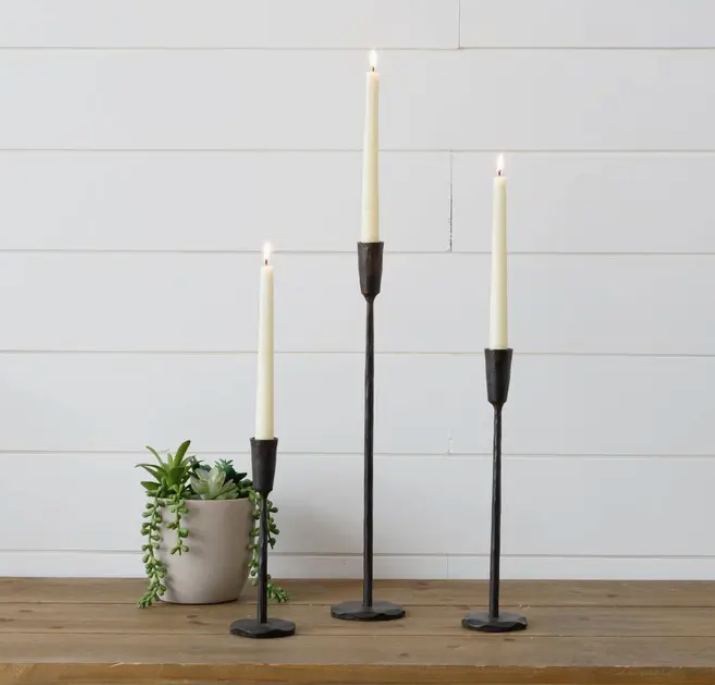Black Iron Candle Holders, Set of 3
