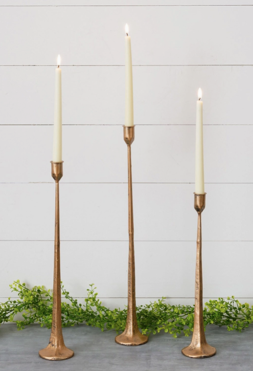 Hand Forged Copper Metal Candle Holders, Set of 3