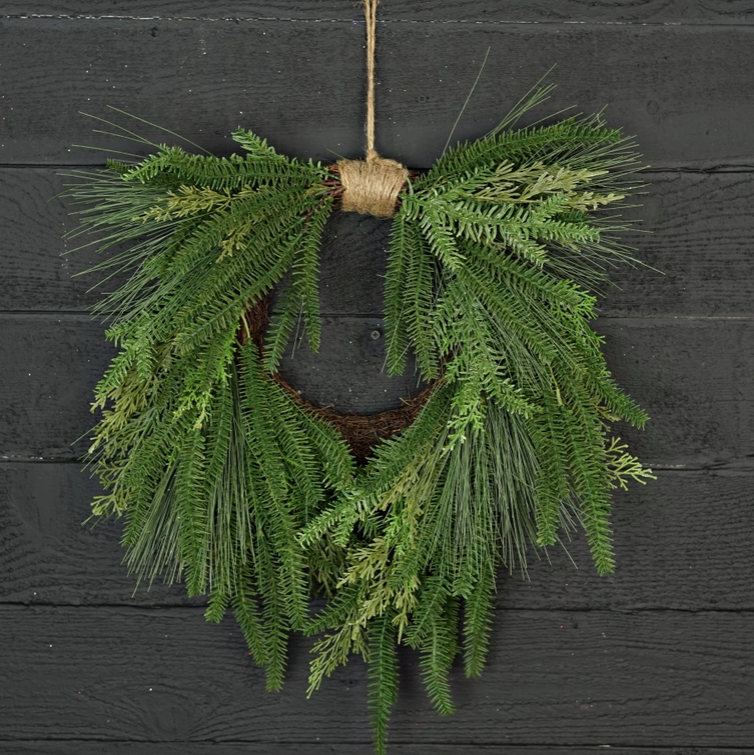 20" Heart Twig Wreath-Rocky Mountain Mix Pines