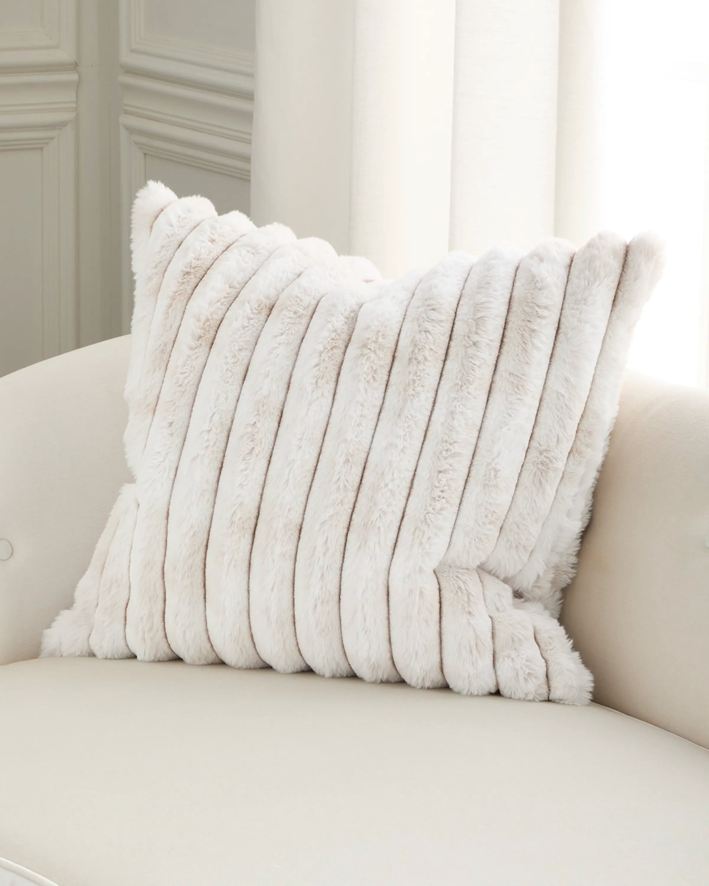 Ivory Fur Channel Pillow